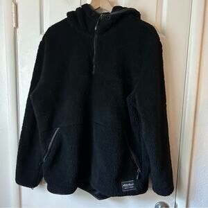 Eddie Bauer Men's Black Faux Shearling Hoodie Sweatshirt size large
